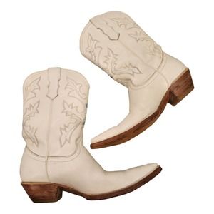 JAR BOOTS White Leather Western Cowgirl boots SIZE 8M